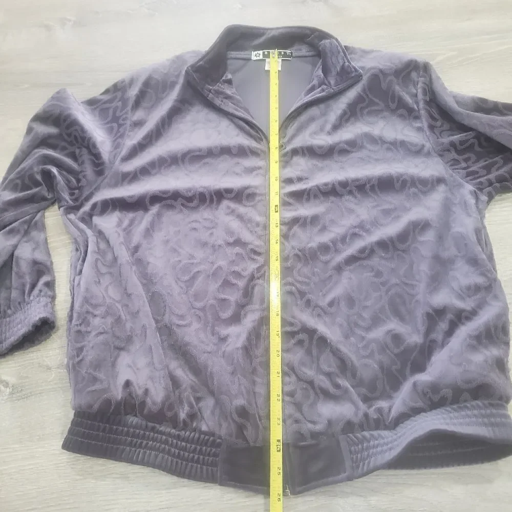 Blast Petites‎ Womens Purple Polyester Velour Long Sleeve Warmup Jacket Size M